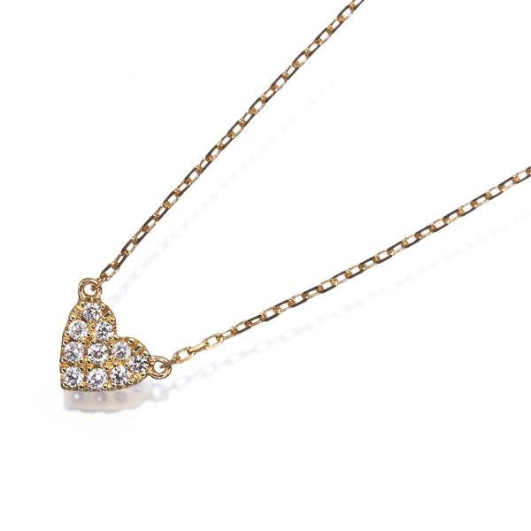 アーカー ネックレス ダイヤ ダイヤモンド 0.05ct ハートパヴェ K18YG