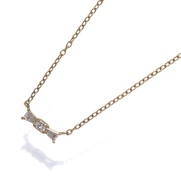 AHKAH（アーカー） ネックレス ダイヤ ダイヤモンド 0.08ct リボン