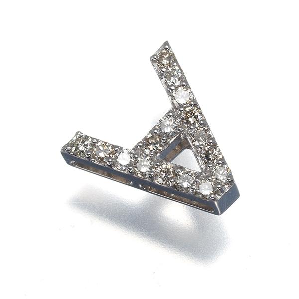 ライトブラウンダイヤ ダイヤモンド 0.32ct アルファベット イニシャル A ペンダントトップ K18WG GENJの画像