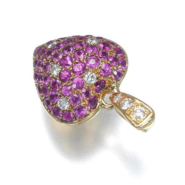 ピンクサファイア 1.05ct ダイヤ ダイヤモンド 0.13ct ハート パヴェ 