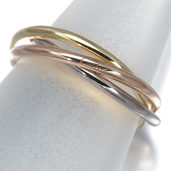 新品仕上げ 廃盤モデルXS カルティエ トリニティ リング 現行品刻印49 9号 Cartier（カルティエ） トリニティ リング スリーカラー XS 49号 K18YG