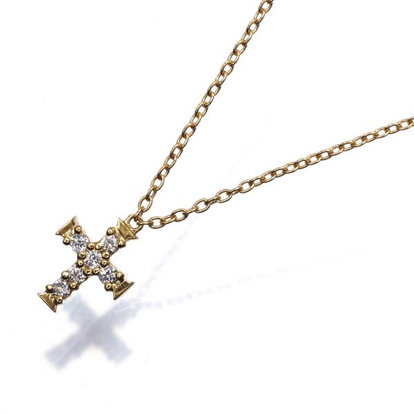 AHKAH（アーカー） ネックレス ダイヤ ダイヤモンド クロス K18YG BLJ