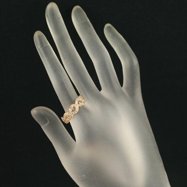 ブラウンダイヤ ダイヤモンド 0.68ct 透かし リング K18PG 指輪