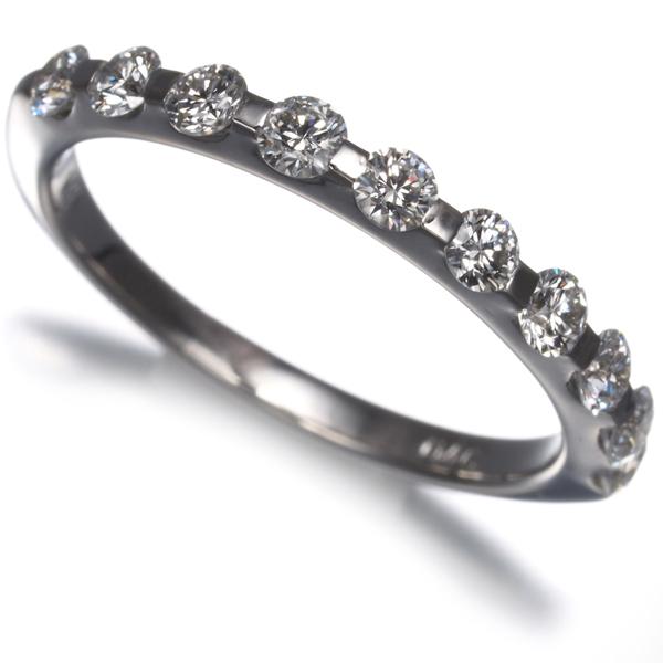 ダイヤ ダイヤモンド 0.46ct 10P ハーフエタニティ リング K18WG 指輪