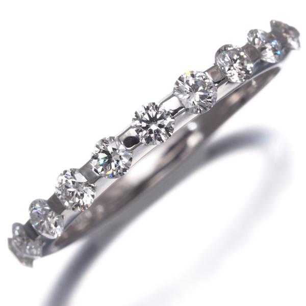k18 ハーフエタニティ リング9号 ダイヤ ダイヤモンド 0.46ct 10P ハーフエタニティ リング K18WG 指輪