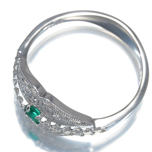 エメラルド 0.06ct ダイヤ ダイヤモンド 0.26ct ミルグレイン リング Pt900 指輪 GENJ 大幅値下げ品 |  | 02