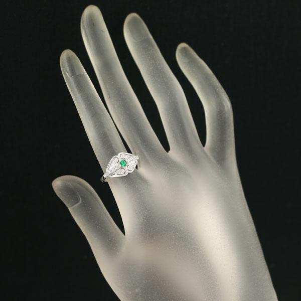 エメラルド 0.06ct ダイヤ ダイヤモンド 0.26ct ミルグレイン リング Pt900 指輪 GENJ 大幅値下げ品 |  | 03
