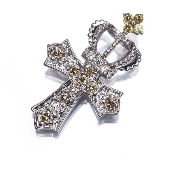 笠原真寿美 ペンダントトップ サファイア 0.05ct ダイヤ ダイヤモンド 0.15ct クロス クラウン K18WGBLJ_4