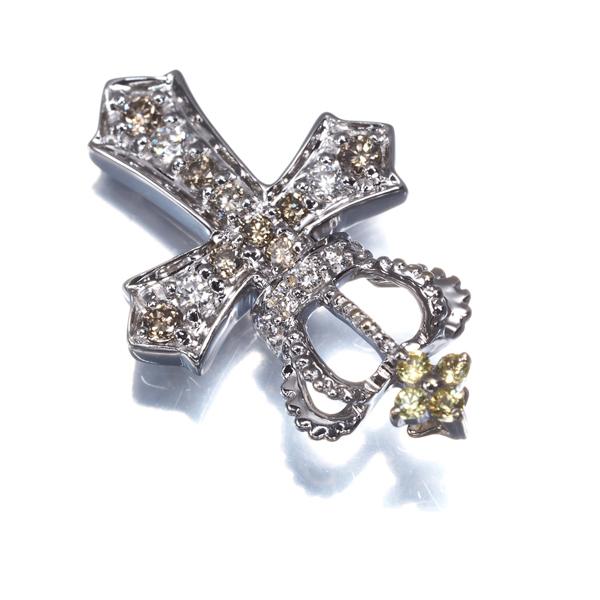 笠原真寿美 ペンダントトップ サファイア 0.05ct ダイヤ ダイヤモンド 0.15ct クロス クラウン K18WGBLJ_1