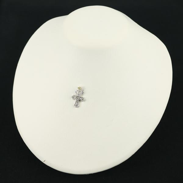 笠原真寿美 ペンダントトップ サファイア 0.05ct ダイヤ ダイヤモンド 0.15ct クロス クラウン K18WGBLJ_3