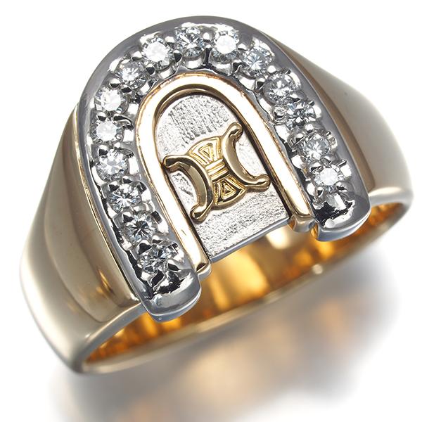 セリーヌ リング ダイヤ ダイヤモンド 0.19ct マカダム ホースシュー 10.5号 K18YG/Pt900 指輪 BLJ/GENJ_1