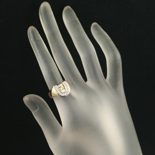 セリーヌ リング ダイヤ ダイヤモンド 0.19ct マカダム ホースシュー 10.5号 K18YG/Pt900 指輪 BLJ/GENJ_4