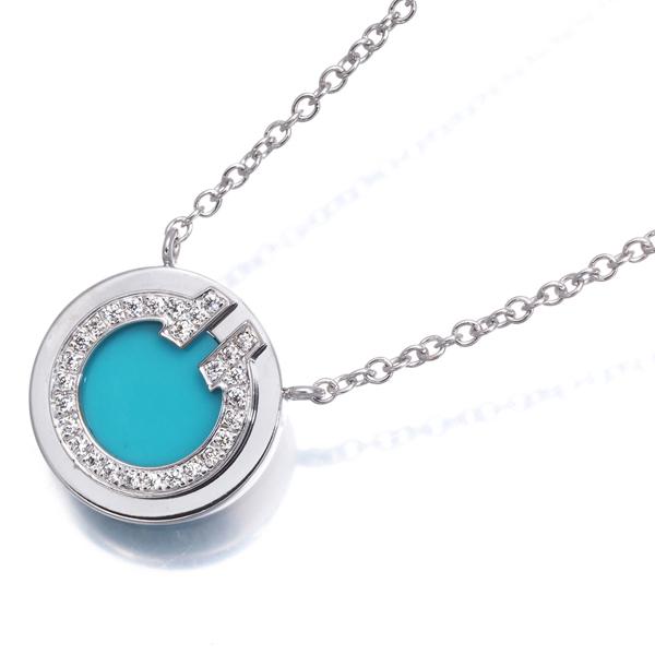 ティファニー ネックレス ターコイズ トルコ石 ダイヤ ダイヤモンド Tトゥー TWO サークル K18WG BLJ | TIFFANY&Co. | 04
