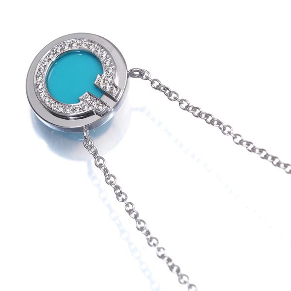 ティファニー ネックレス ターコイズ トルコ石 ダイヤ ダイヤモンド Tトゥー TWO サークル K18WG BLJ | TIFFANY&Co. | 01