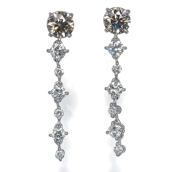 カシケイ ピアス ダイヤ ダイヤモンド 1.00ct/0.70ct 揺れる Pt/Pt900
