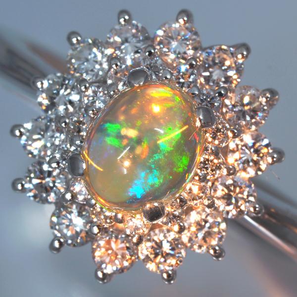 オパール 0.53ct ダイヤ ダイヤモンド 0.54ct クラシック リング Pt900 