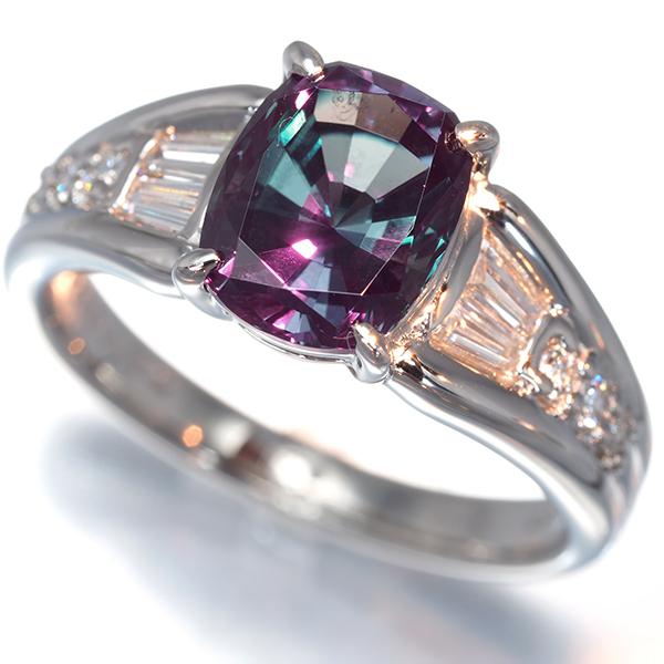 クレサンベール リング 再結晶アレキサンドライト 2.31ct ダイヤ ダイヤモンド 0.24ct 15号 Pt950 鑑/保 指輪 BLJ/GENJ | KYOCERA | 01