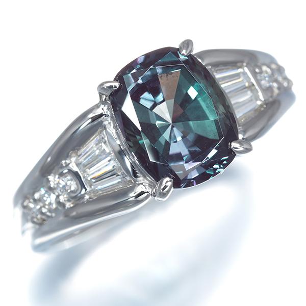 クレサンベール リング 再結晶アレキサンドライト 2.31ct ダイヤ ダイヤモンド 0.24ct 15号 Pt950 鑑/保 指輪 BLJ/GENJ | KYOCERA | 02