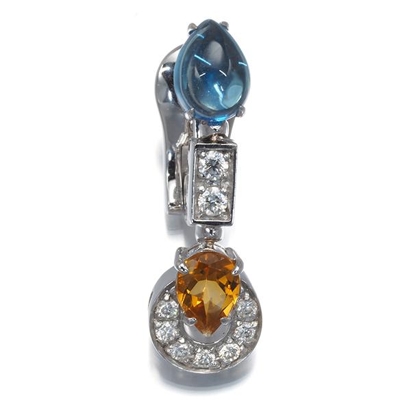 ブルガリ ピアス トパーズ シトリン ダイヤ ダイヤモンド 片耳 K18WG BLJ 大幅値下げ品 | BVLGARI | 01