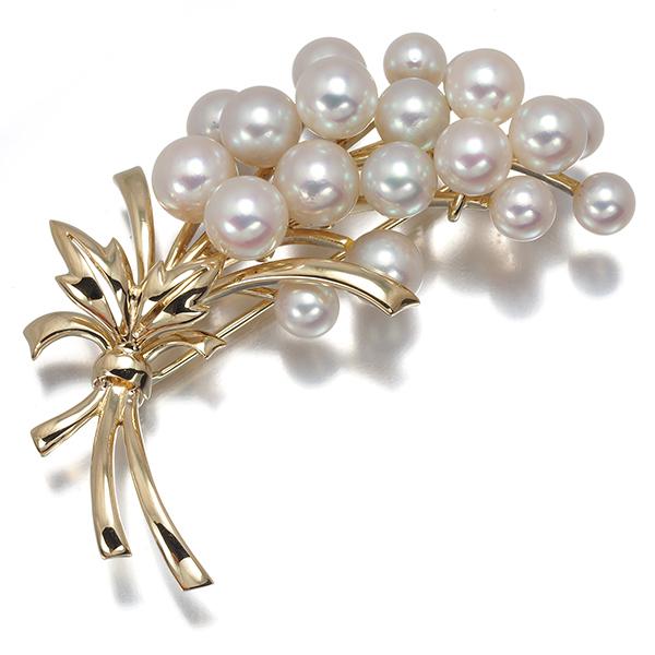 MIKIMOTO（ミキモト） ブローチ パール 真珠 5.2-7.1mm ブーケ K14YG