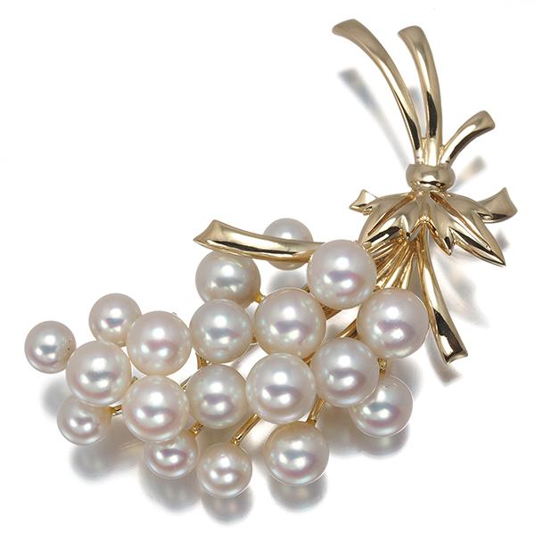 MIKIMOTO（ミキモト） ブローチ パール 真珠 5.2-7.1mm ブーケ K14YG