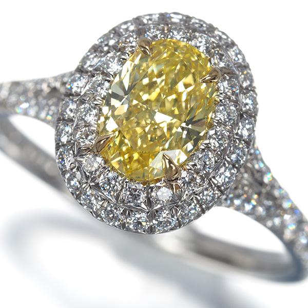 ティファニー リング イエロー ダイヤ ダイヤモンド 0.92ct ソレスト ダブルハロー 11号 Pt950/K18YG 箱 指輪 BLJ_5
