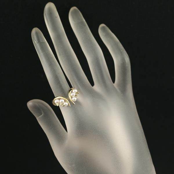 特価K18 タサキ　ベビーパールリング　メレダイヤ付き　13号 TASAKI（タサキ） リング ベビー パール 真珠 3.5-4.0mm デインジャー