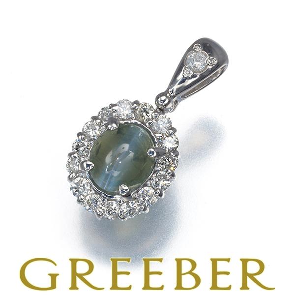 アレキサンドライトキャッツアイ 0.76ct ダイヤ ダイヤモンド 0.26ct ペンダントトップ K18WG ソGENJ | 