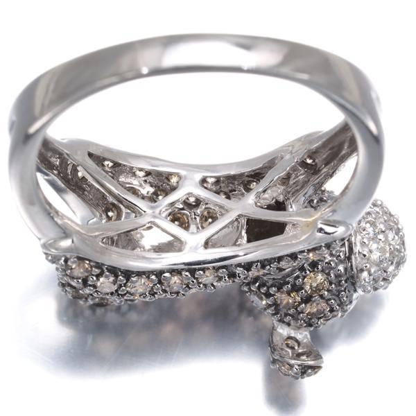 ブラウン＆クリア ダイヤ ダイヤモンド 1.65ct パヴェ 犬 イヌ