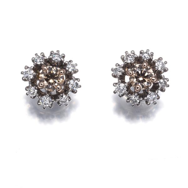 カシケイ ピアス ブラウン ダイヤ ダイヤモンド 0.40ct/0.25ct