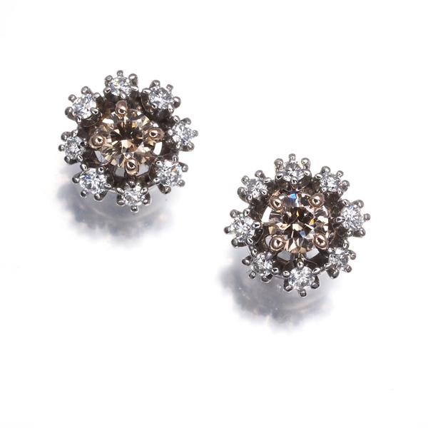 カシケイ ピアス ブラウン ダイヤ ダイヤモンド 0.40ct/0.25ct