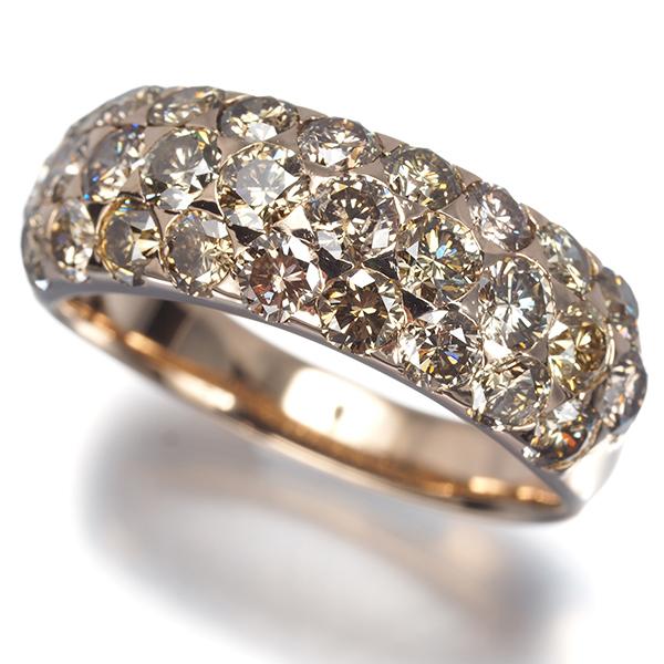 ブラウン ダイヤ ダイヤモンド 2.50ct パヴェ リング K18PG 指輪 GENJ 
