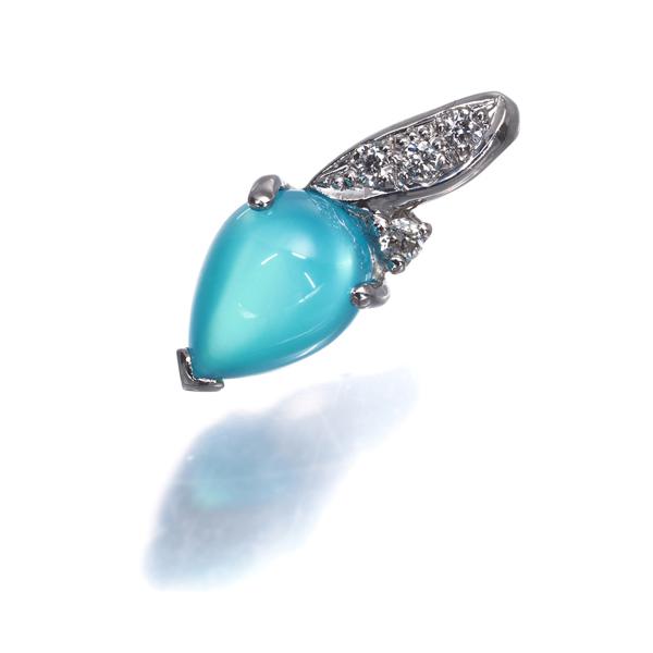 山本真理 ペンダントトップ シーブルーカルセドニー 1.40ct ダイヤ 