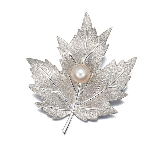 MIKIMOTO（ミキモト） ブローチ パール 真珠 6.6mm リーフ シルバー 