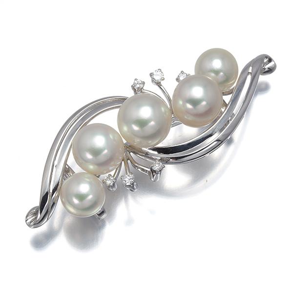 MIKIMOTO ミキモト パール　本真珠　ブローチ　帯留め　シルバー MIKIMOTO（ミキモト） 帯留め パール 真珠 6.3-7.9mm ダイヤ
