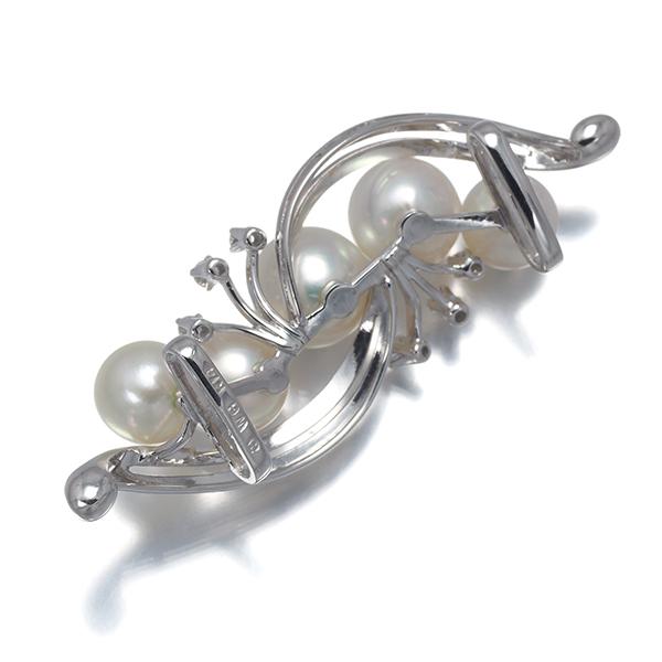 MIKIMOTO ミキモト パール　本真珠　ブローチ　帯留め　シルバー MIKIMOTO（ミキモト） 帯留め パール 真珠 6.3-7.9mm ダイヤ