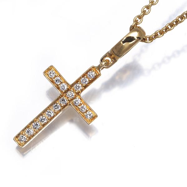 CHAUMET（ショーメ） ネックレス ダイヤ ダイヤモンド クロス K18YG