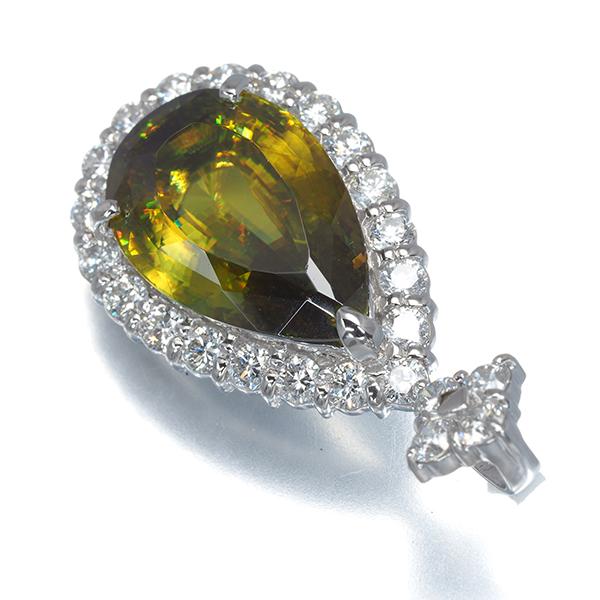 スフェーン 6.51ct ダイヤ ダイヤモンド 1.03ct ティアドロップ 