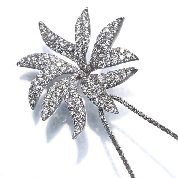 ダイヤ ダイヤモンド 0.76ct フラワー ネックレス K18WG ソーティング