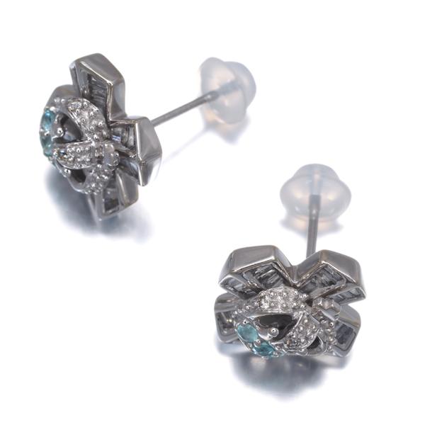 笠原真寿美 ピアス ダイヤ ダイヤモンド 0.42ct パライバトルマリン 