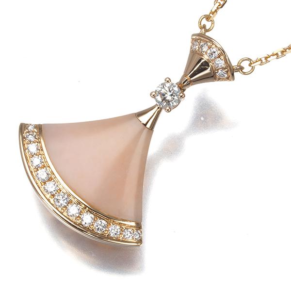 プチダイヤモンドネックレスとBVLGARIストラップ BVLGARI（ブルガリ） ネックレス ピンクオパール ダイヤ ダイヤモンド