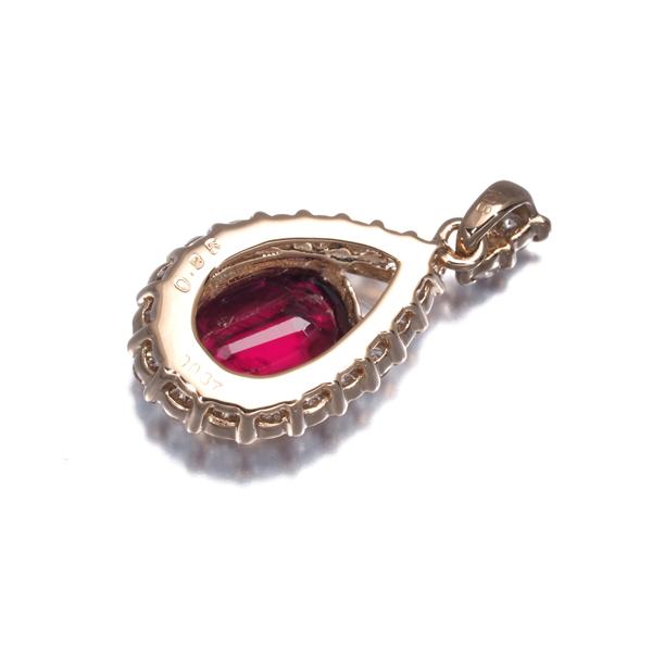 ルビー 0.95ct ダイヤ ダイヤモンド0.37ct ティアドロップ ペンダント 