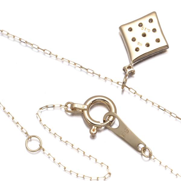 ダイヤ ダイヤモンド 0.10ct パヴェ ひし形 ネックレス K18YG GENJ_2