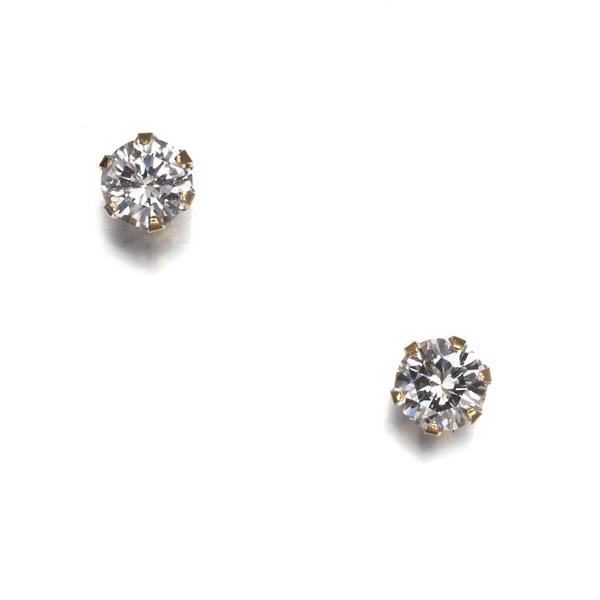 ダイヤ ダイヤモンド 0.119ct/0.11ct J SI2 G 一粒 ピアス K18YG 