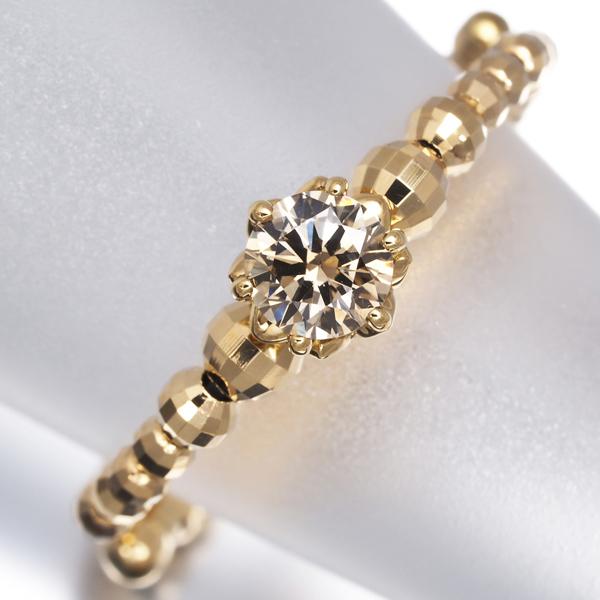 ブラウン ダイヤ ダイヤモンド 0.30ct 一粒 ミラーボール フリーサイズ 