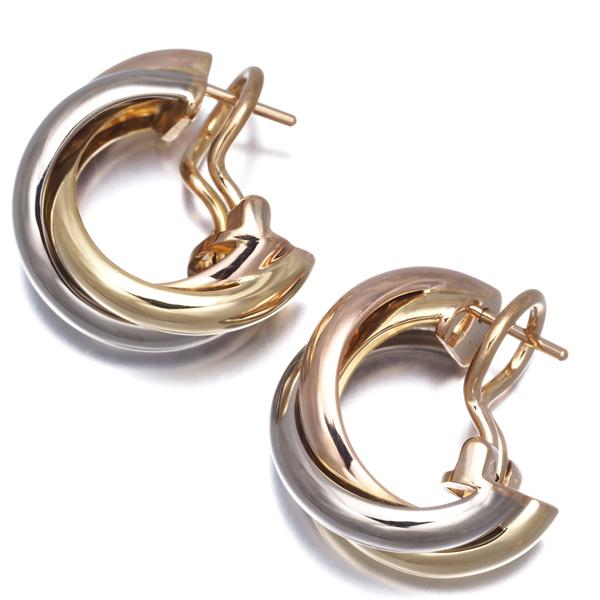 Cartier（カルティエ） トリニティ ピアス スリーカラー フープ K18YG