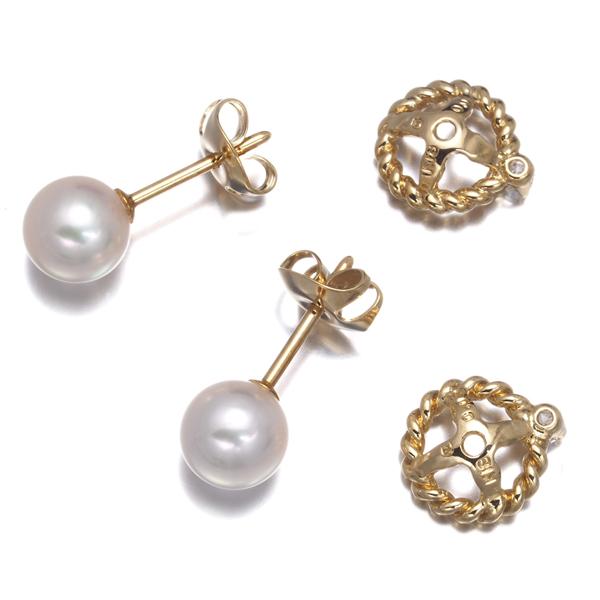 MIKIMOTO（ミキモト） ピアス パール 真珠 6.3mm ダイヤ ダイヤモンド