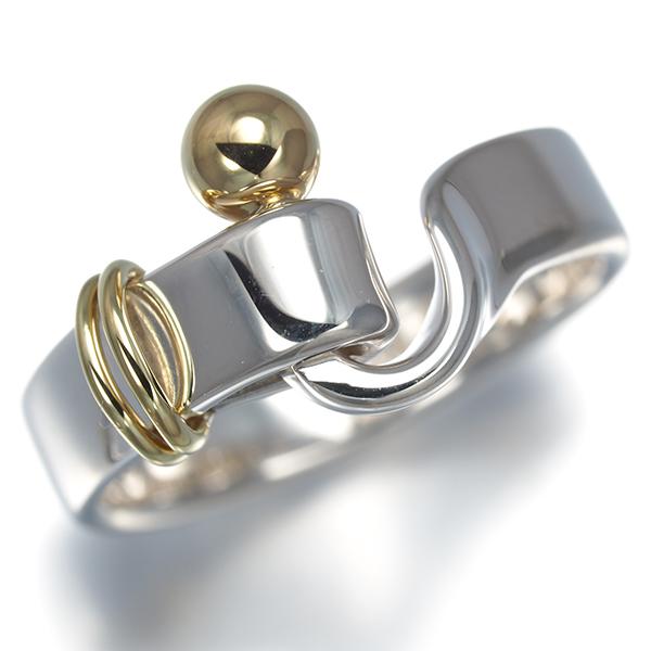 本物 美品 ■ティファニー■ 指輪 リング フック＆アイリング K18 925 TIFFANY&Co.（ティファニー） リング フック&アイ 8.5号 シルバー 925