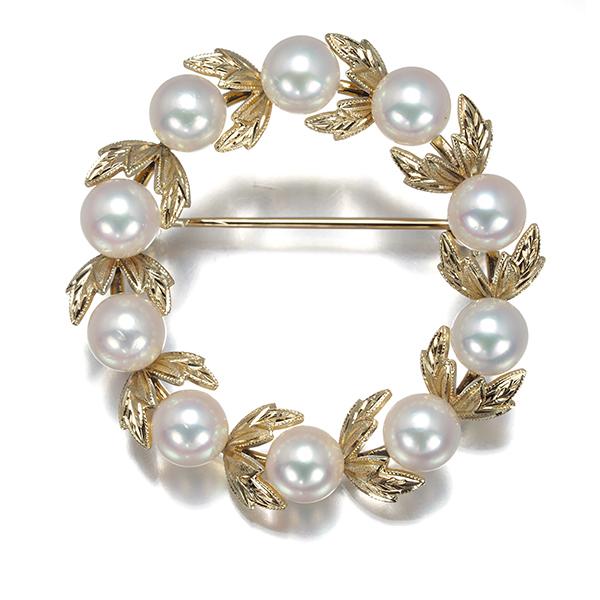 MIKIMOTO（ミキモト） ブローチ パール 真珠 5.5-5.8mm リーフ