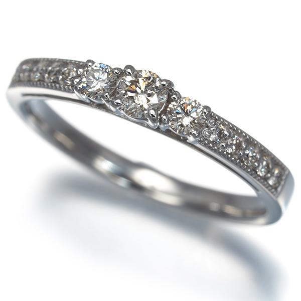 ライトブラウン ダイヤ ダイヤモンド 0.30ct ミルグレイン リング 